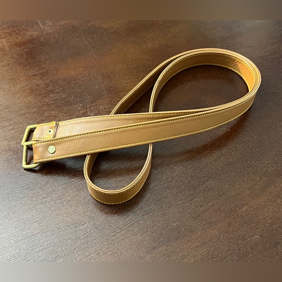 Vintage DOONEY & BOURKE Tan Leather Replacement Purse Strap w/ Brass D Rings - Picture 2 of 10